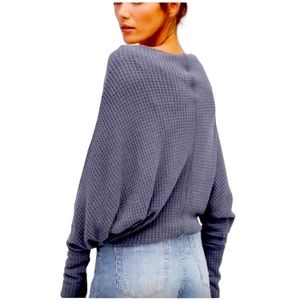 free people bluish grey slouchy lightweight sweater, size small